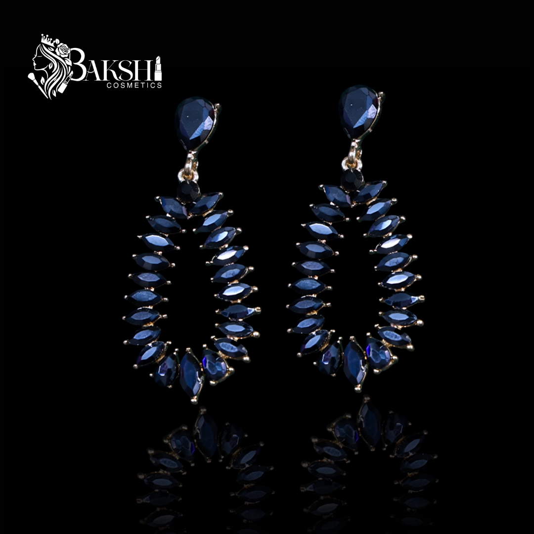 Royal Blue Sapphire-Tone American Diamond Drop Earrings