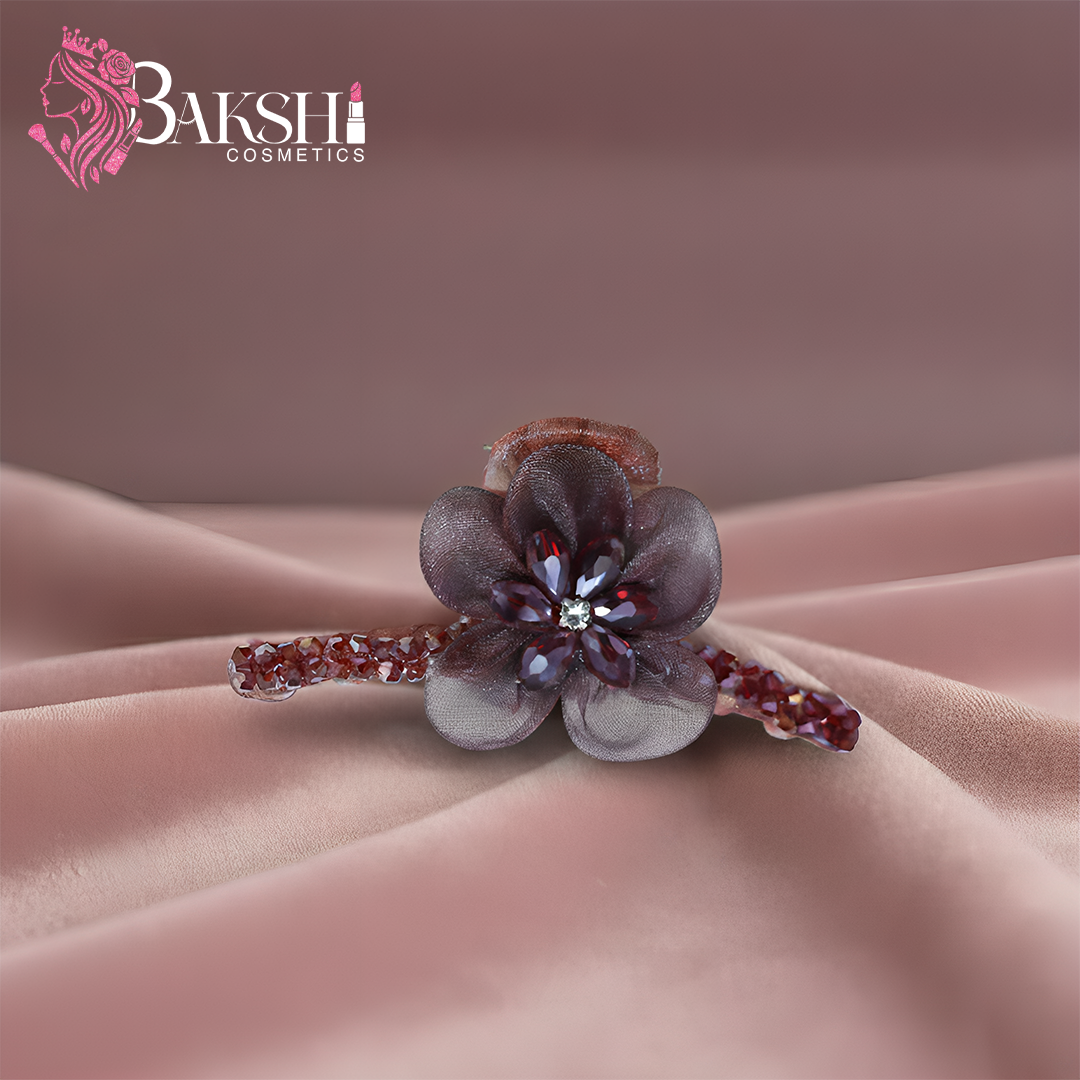 Maroon ‘Floral Vine’ American Diamond Flexible Hair Clutchers