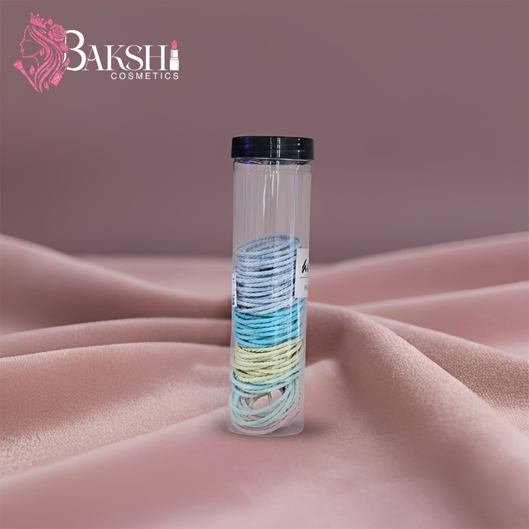 Value Pack Multi-Color Blue Shades Cotton Hair Ties (Jumbo Jar)