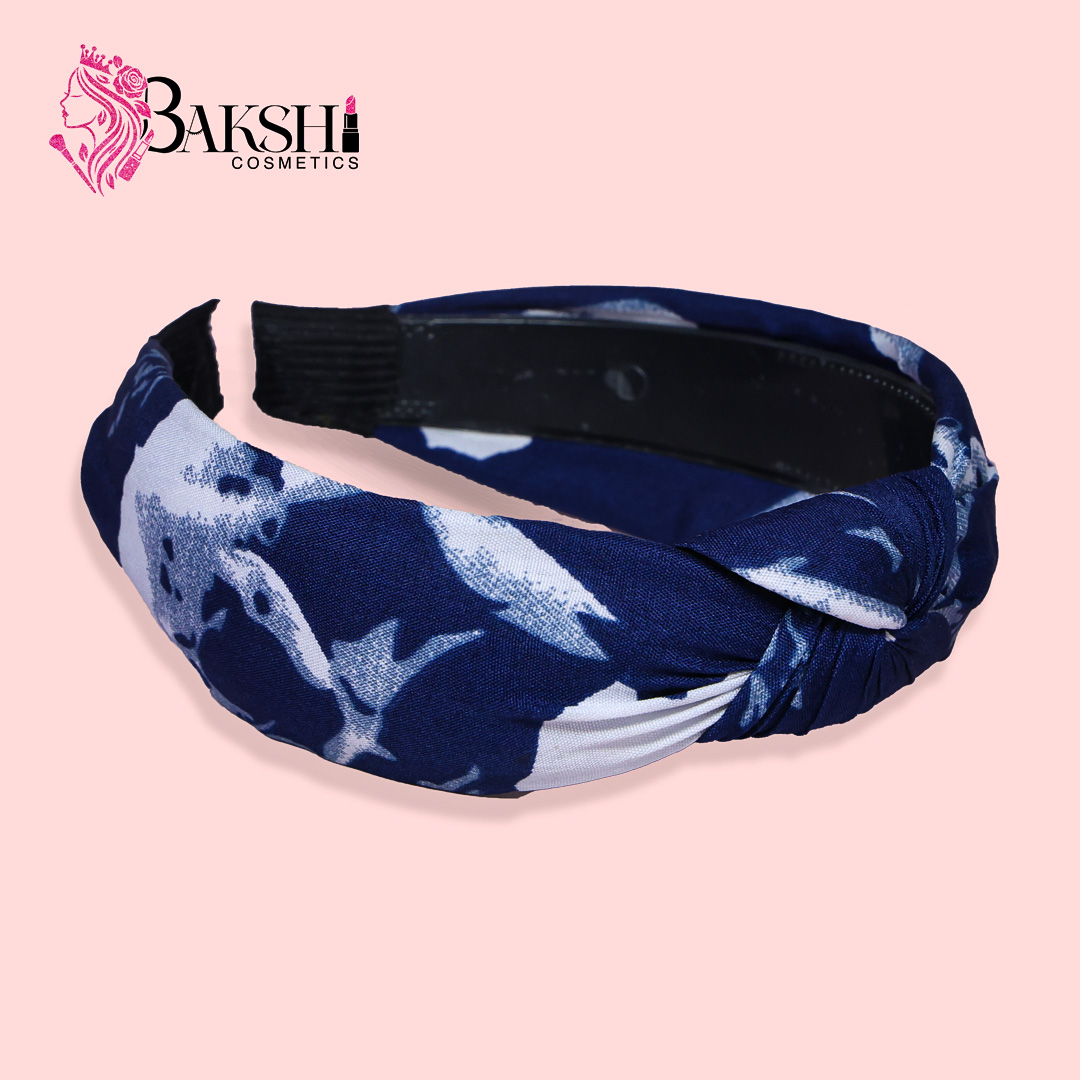 Twisted Floral Knot Headband – Blue Print