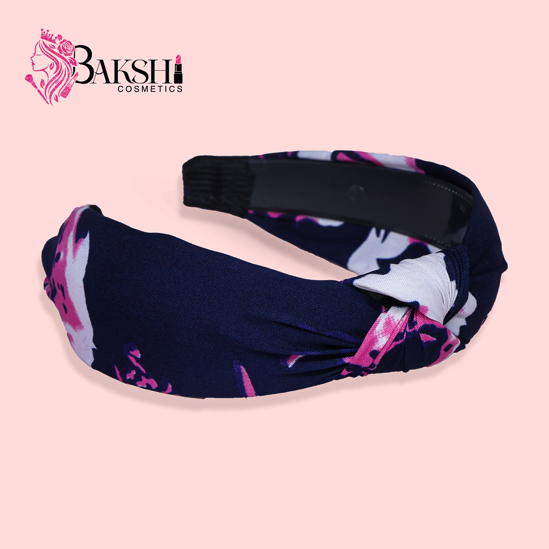 Twisted Floral Knot Headband – Navy Blue