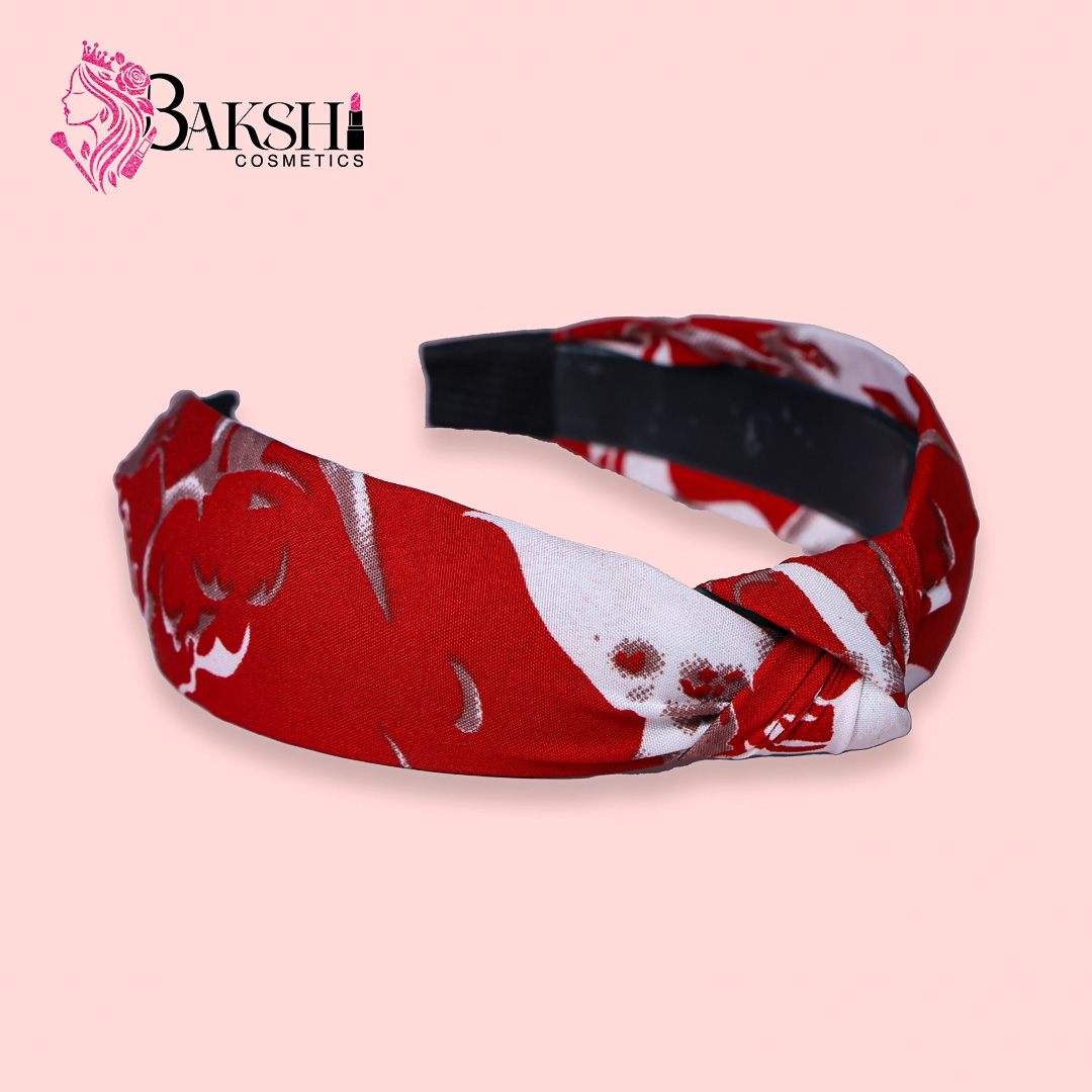 Twisted Floral Knot Headband – Red