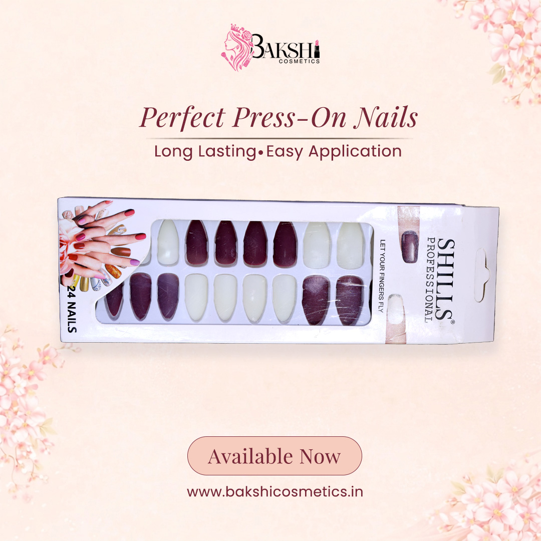 Velvet Wine & Ivory Matte Press-On Nails – 24 Pcs Professional Long-Lasting Nail Kit