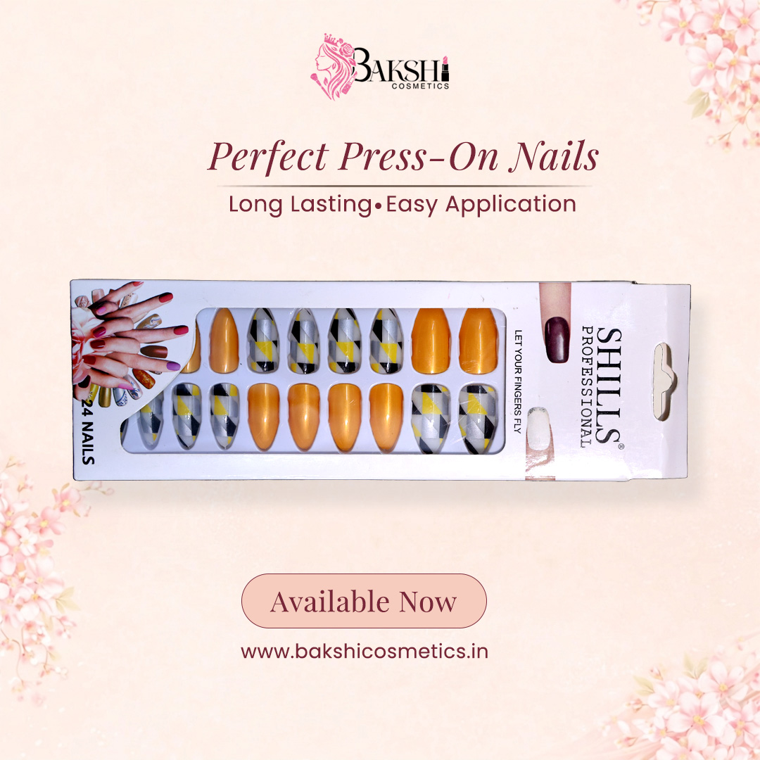 Modern Pop Art Geometric Press-On Nails – Bold Orange & Graphic Pattern Set