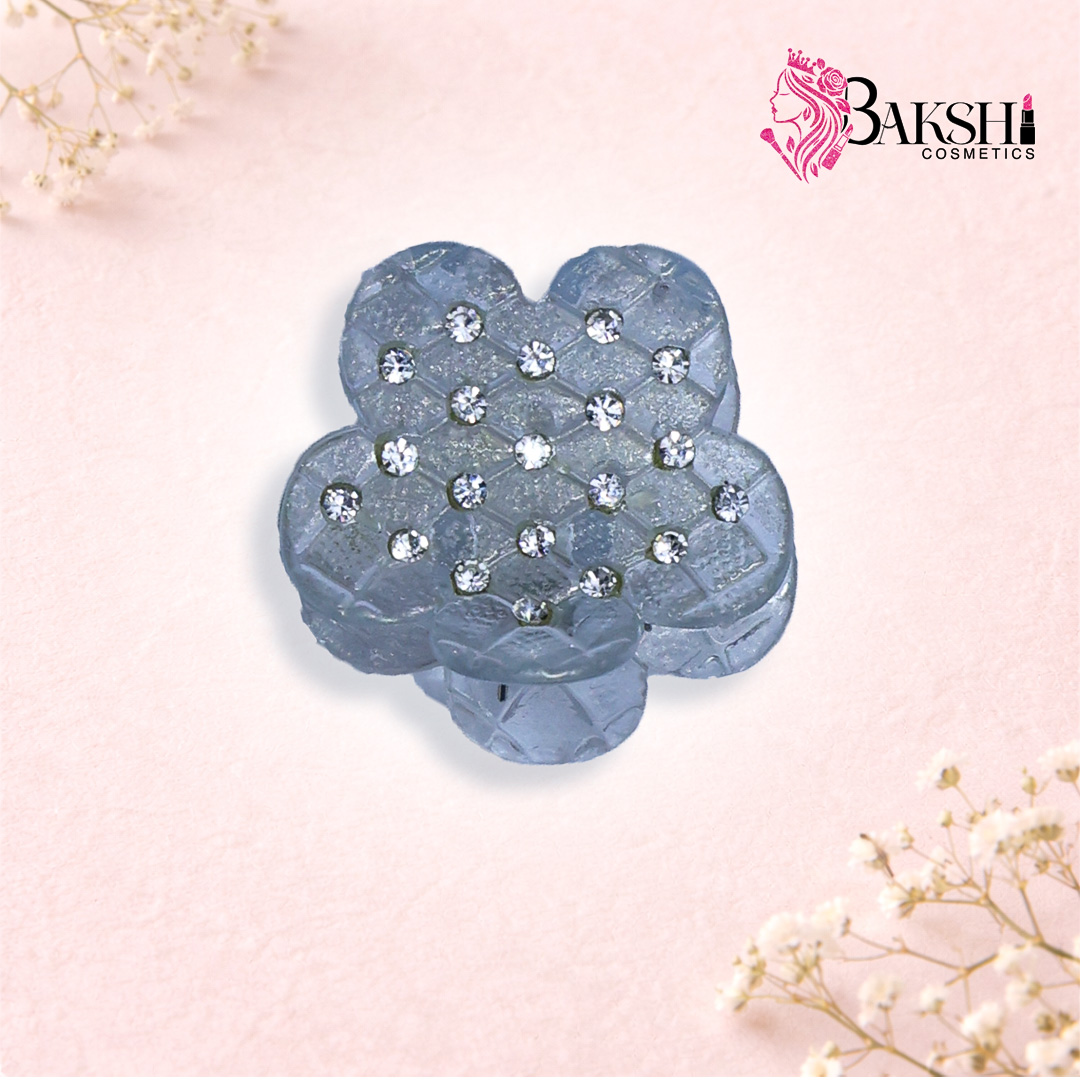 Stone Studded Hair Claw Clip – Grey – Single Piece