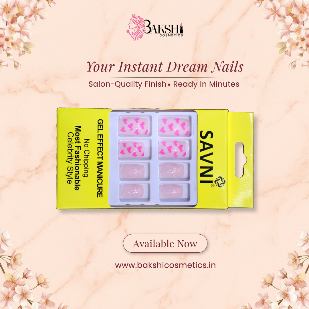 Baby Pink Shade Nails with Heart Patches