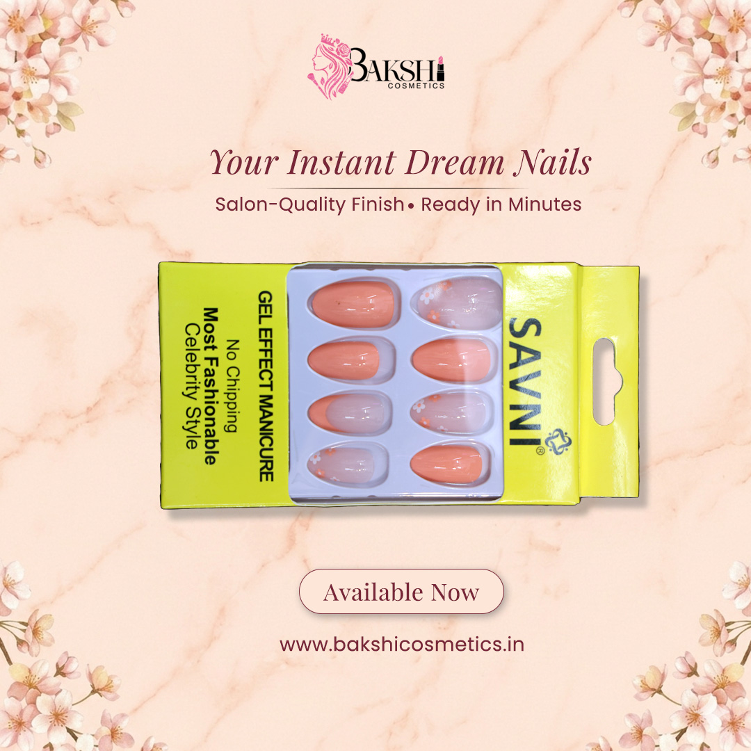 Dual Shade Nails – Orange and Off White