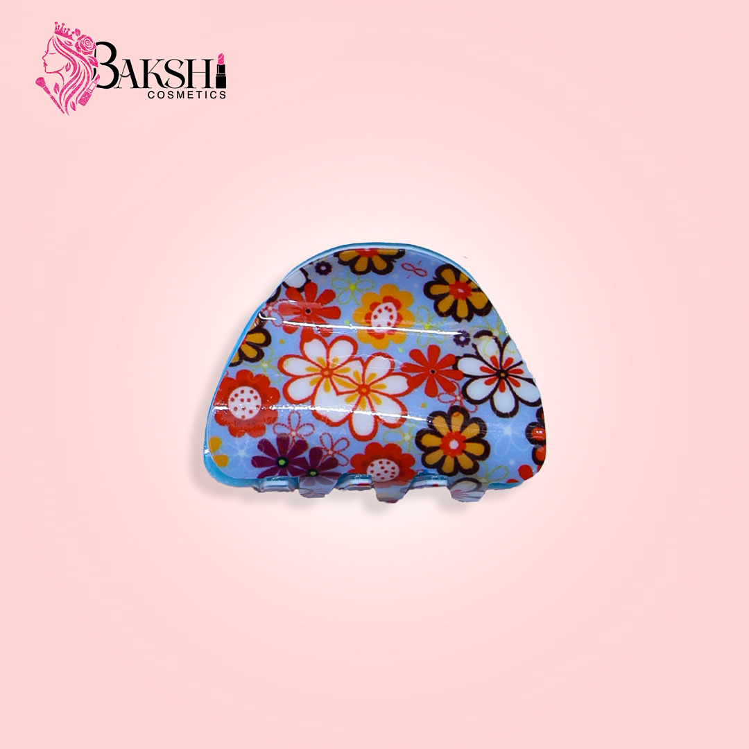 Botanical Garden Half-Moon Hair Claw – Soft Azure