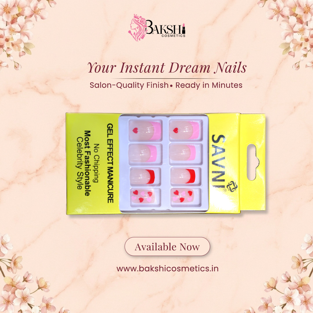 Transparent Shade Nails With Heart Patches