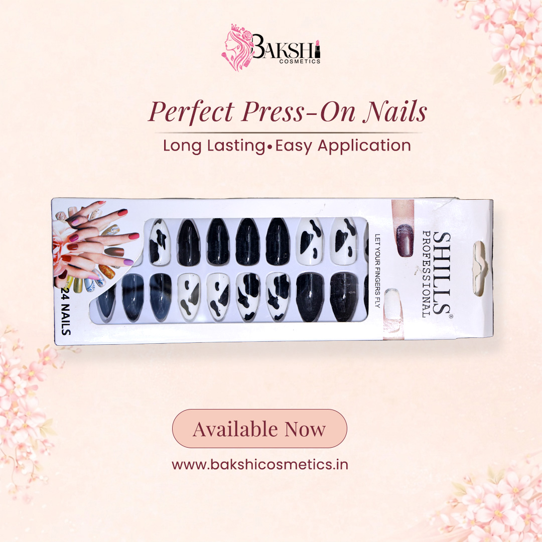 Urban Safari Cow Print & Midnight Noir Press-On Nails – 24 Pcs Matte & Gloss Mix