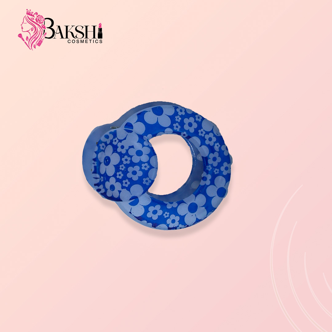 Floral Print Retro Round Hair Claw – Electric Blue