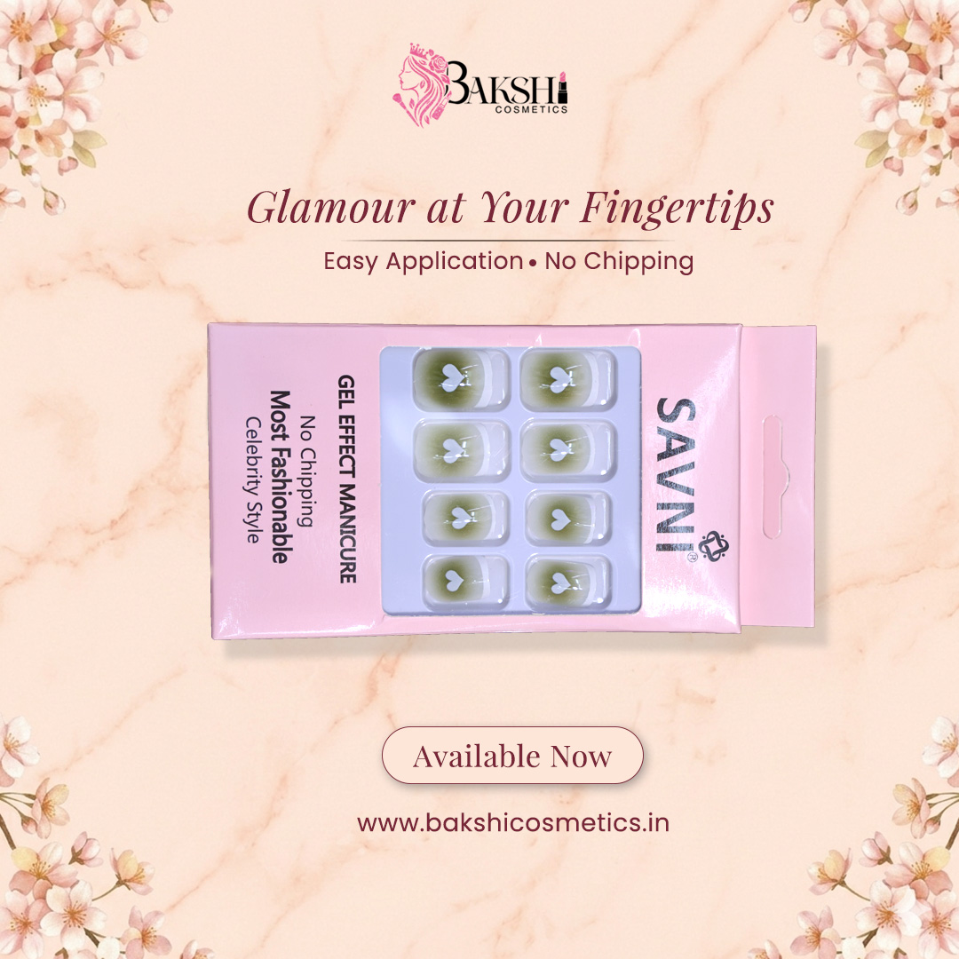 Dual Shade Green Nails with White Heart Patches