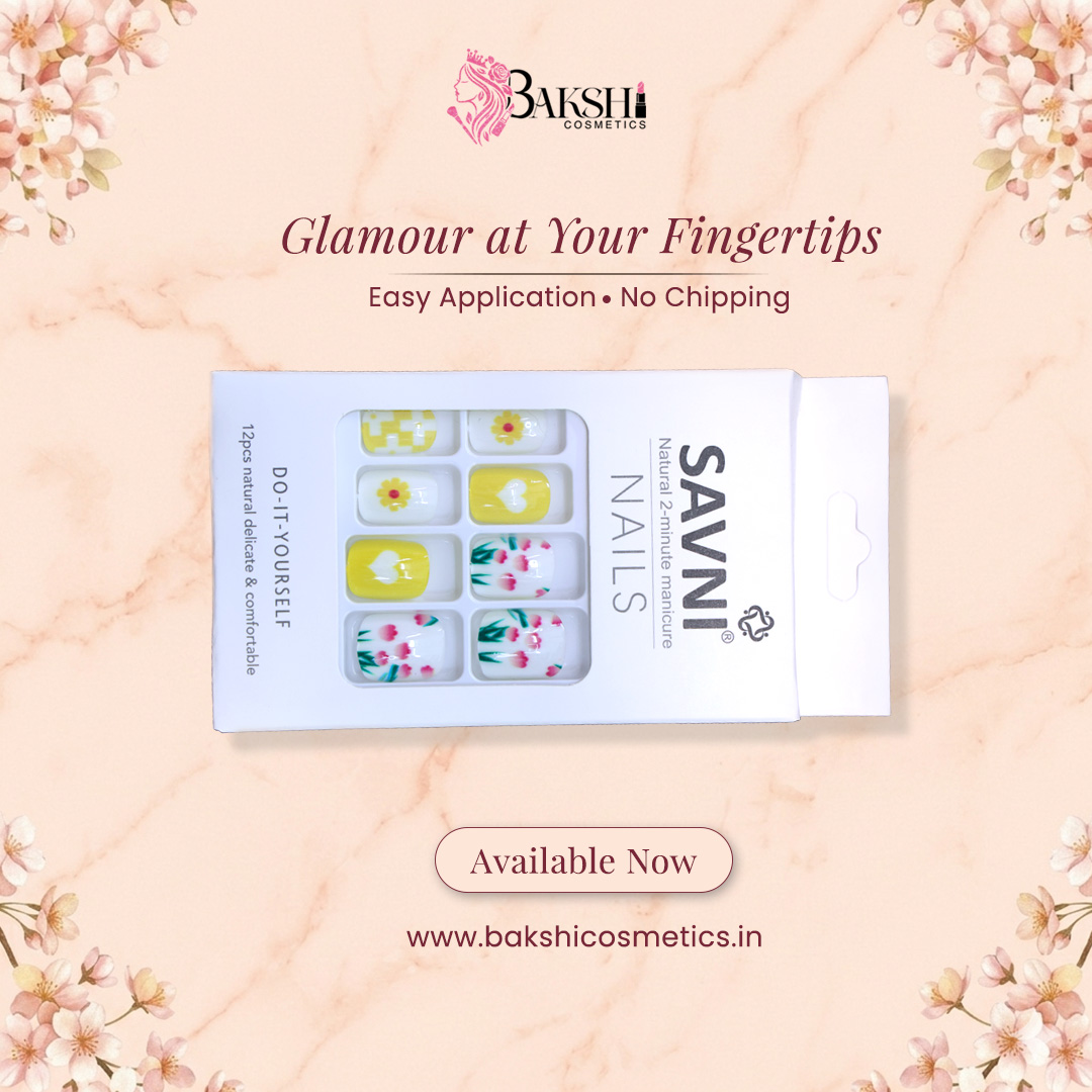 Flower Print White Nails