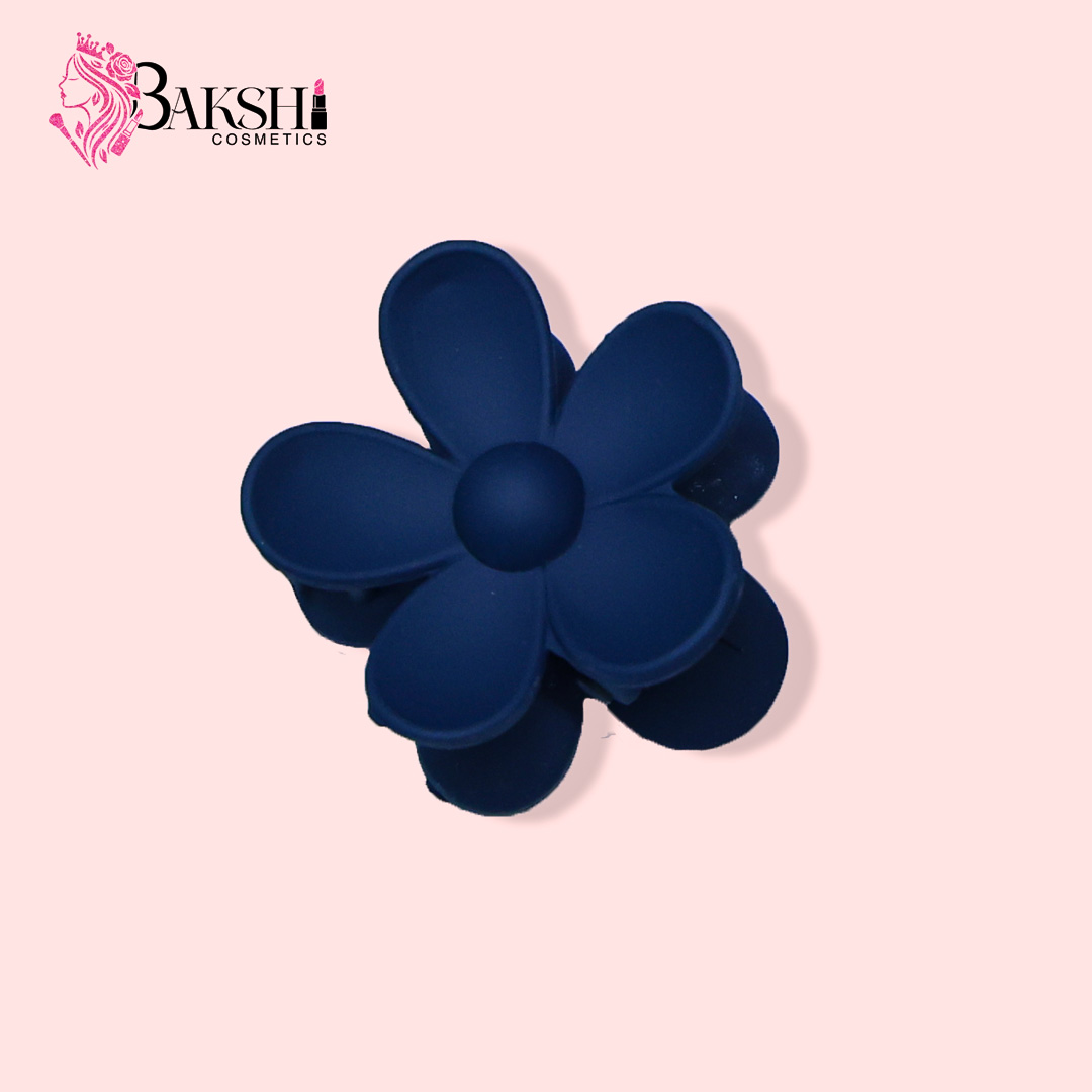 Minimalist 5-Petal Matte Flower Claw – Deep Navy