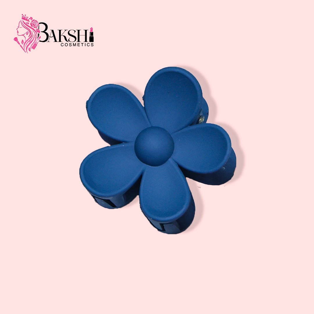 Minimalist 5-Petal Matte Flower Claw – Royal Cobalt
