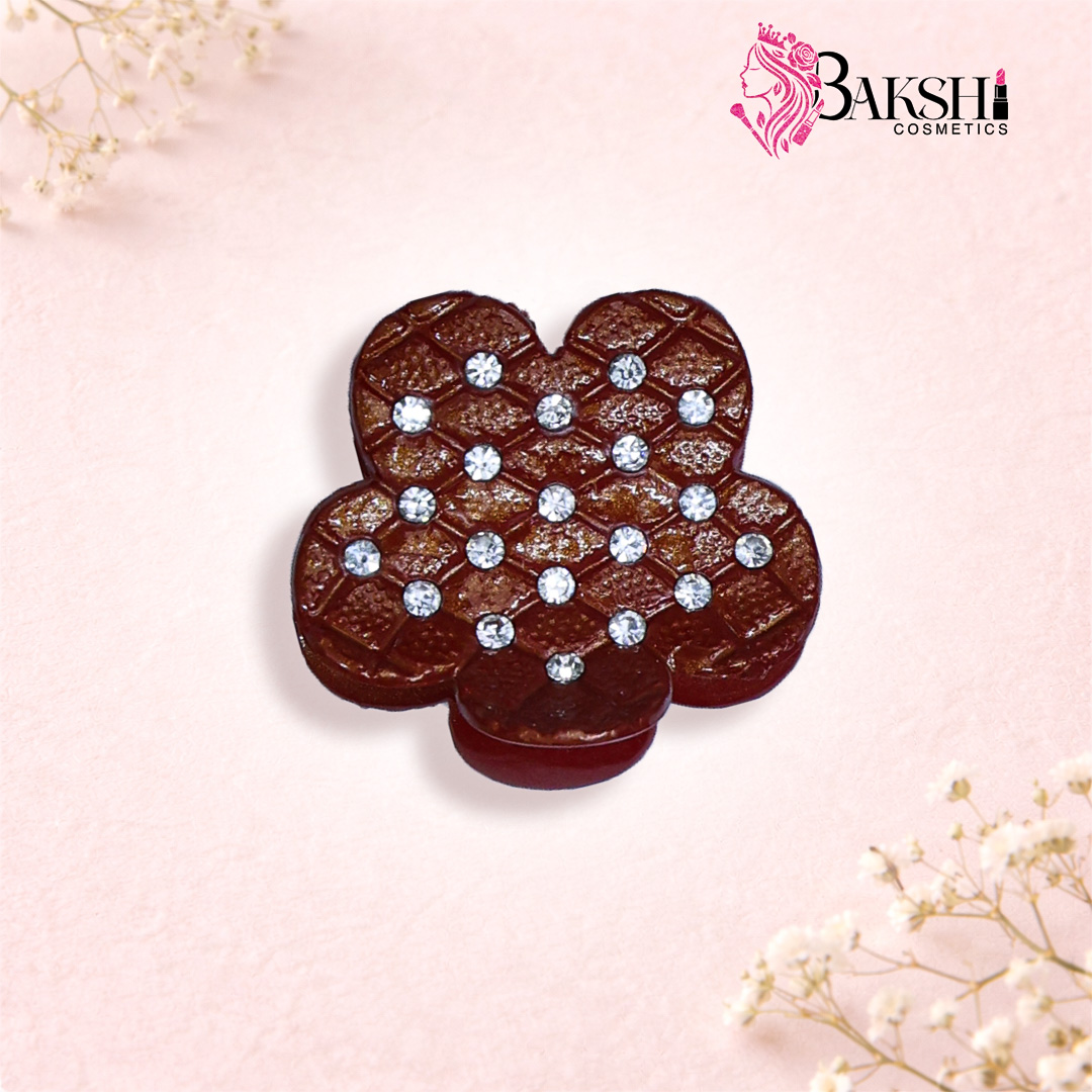 Stone Studded Hair Claw Clip – Brown – Single Piece