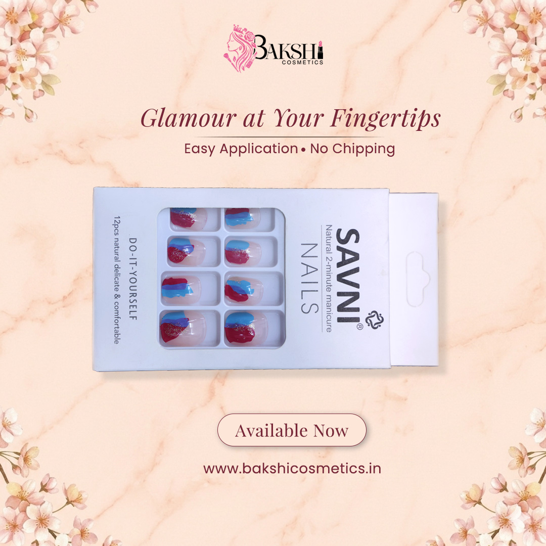 Red and Blue Pattern Style Nails