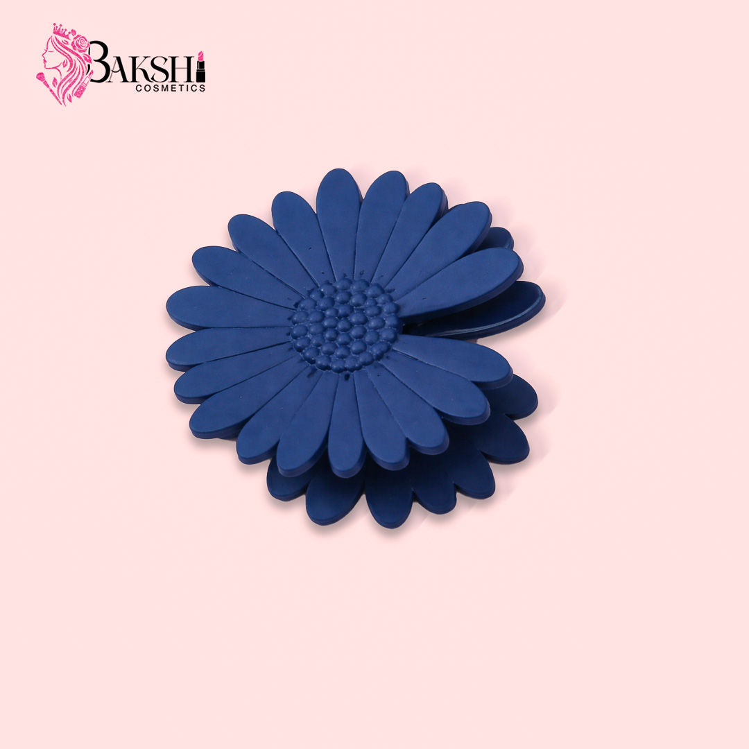 Matte Daisy Floral Hair Claw – Navy Blue