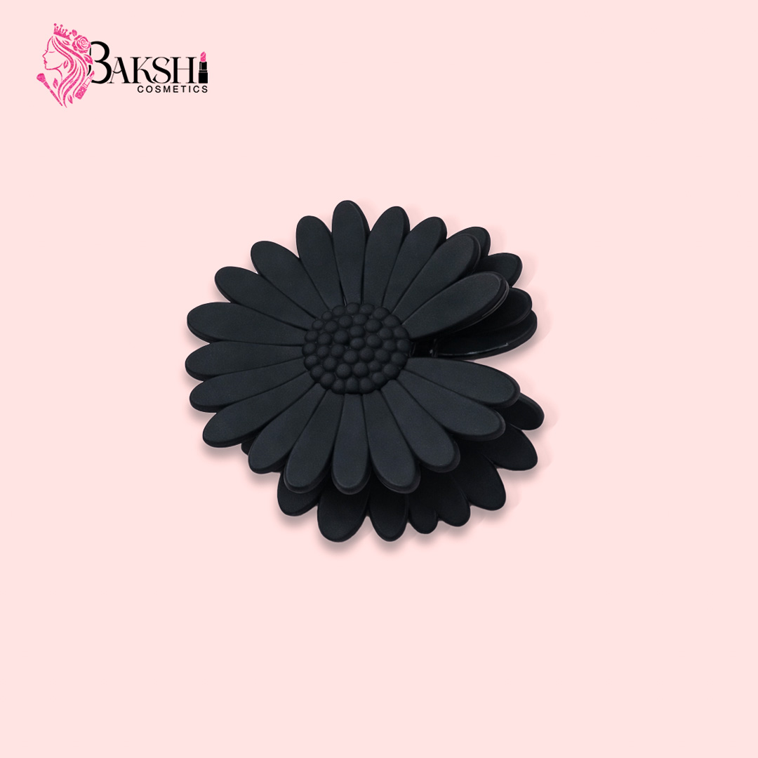 Matte Daisy Floral Hair Claw – Carbon Black