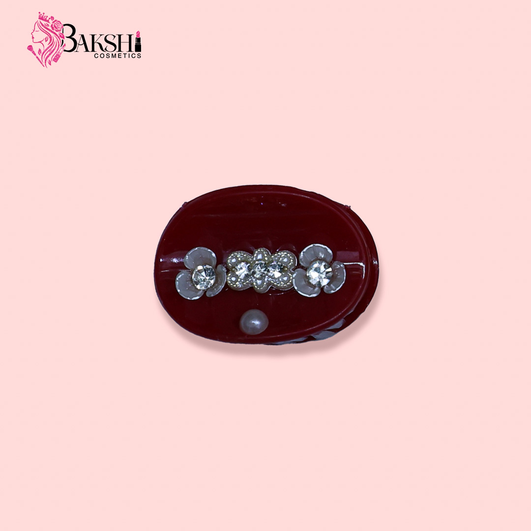 Sparkle Floral Mini Hair Clutchers – Deep Maroon