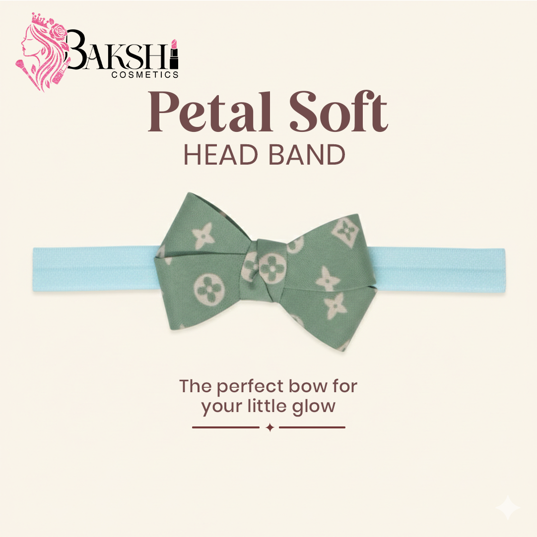 Petal Soft Head Band – Printed Bow Comfort Band – Green