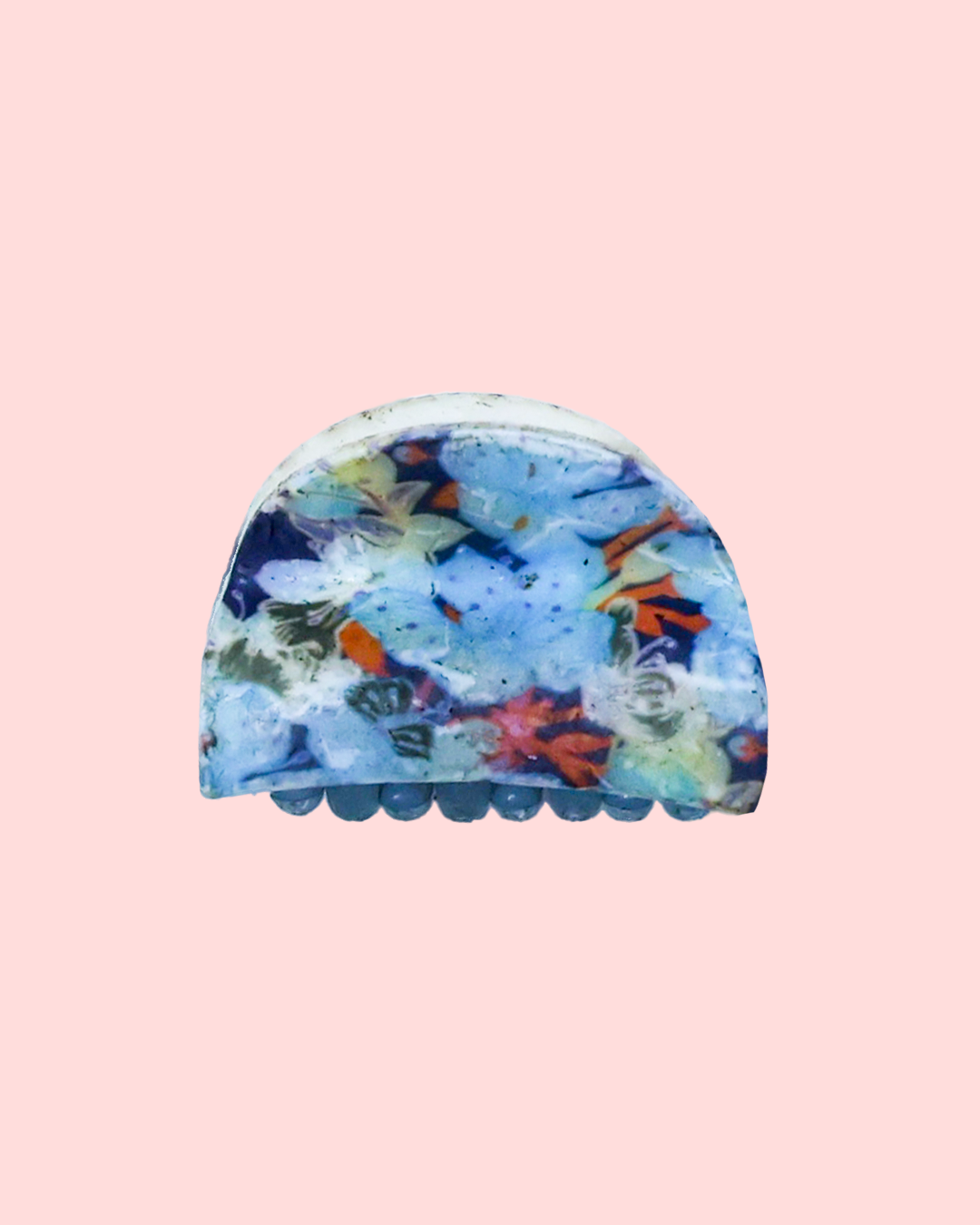 Azure Garden Rectangular Hair Claw (Light Blue Floral)