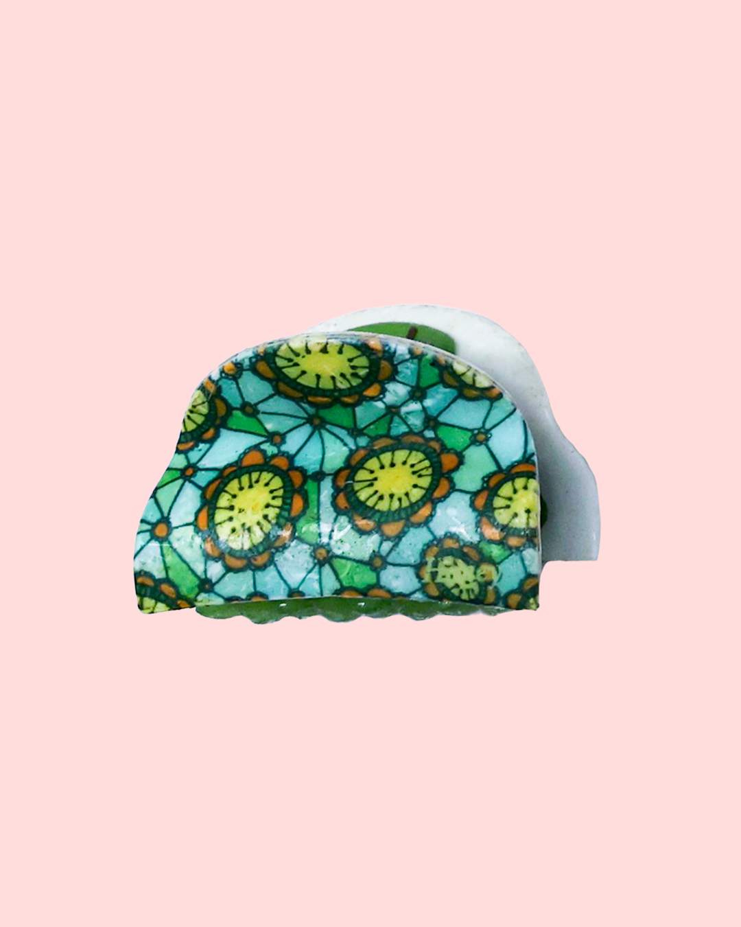 Bohemian Spirit Rectangular Hair Claw(Yellow & Orange Floral)