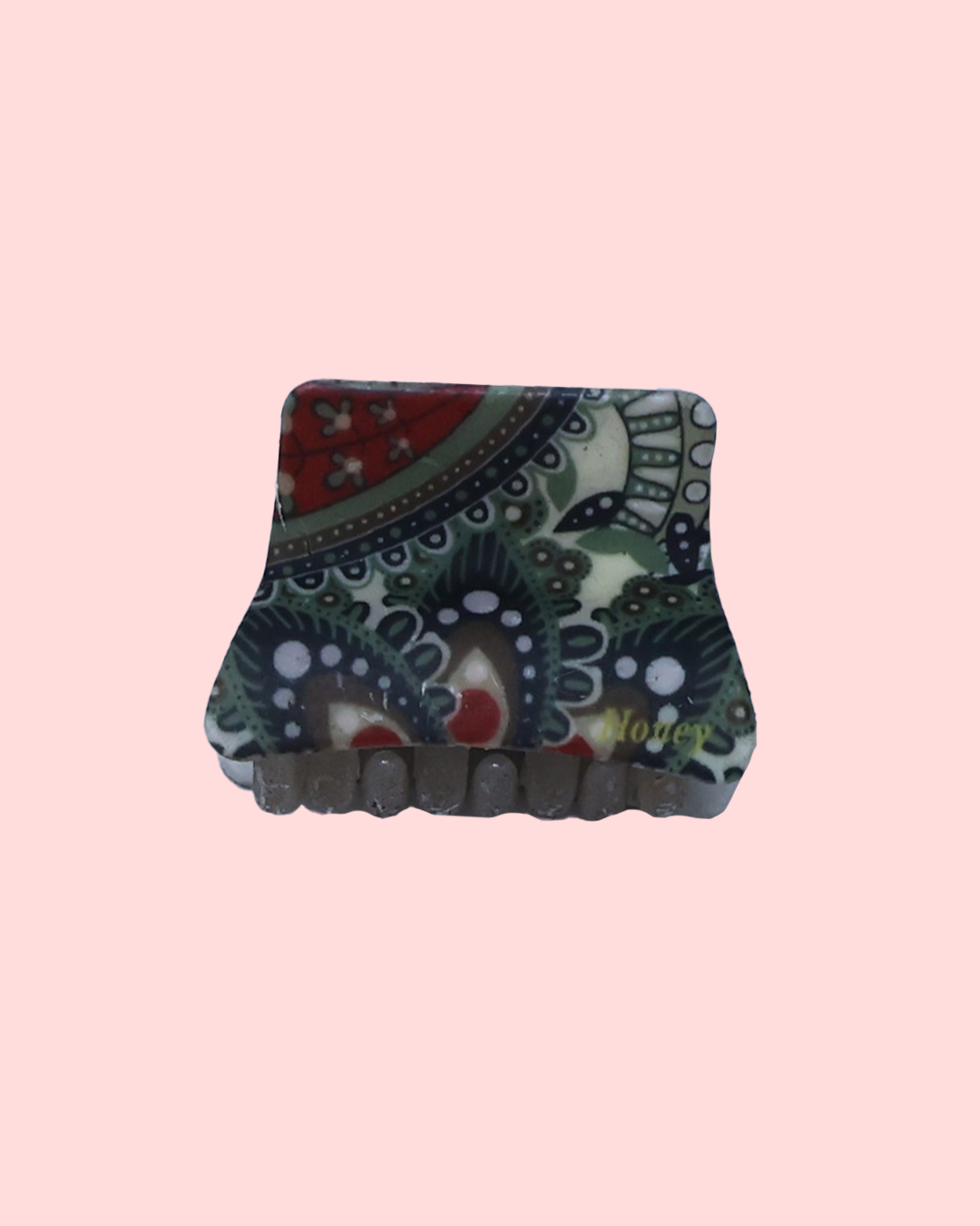 Bohemian Spirit Rectangular Hair Claw (Teal & Orange Paisley)