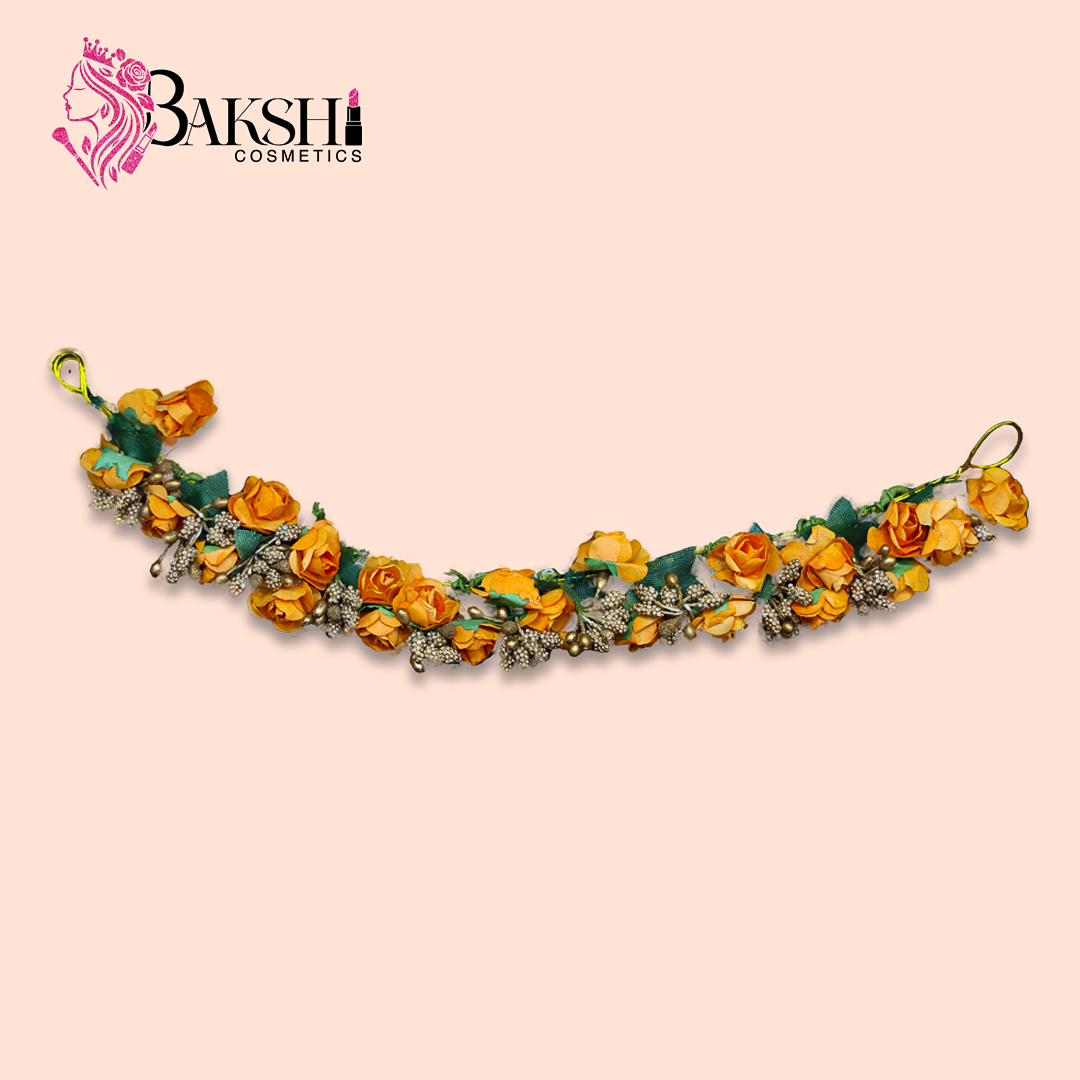 Yellow Floral Artificial Hair Gajra for Women