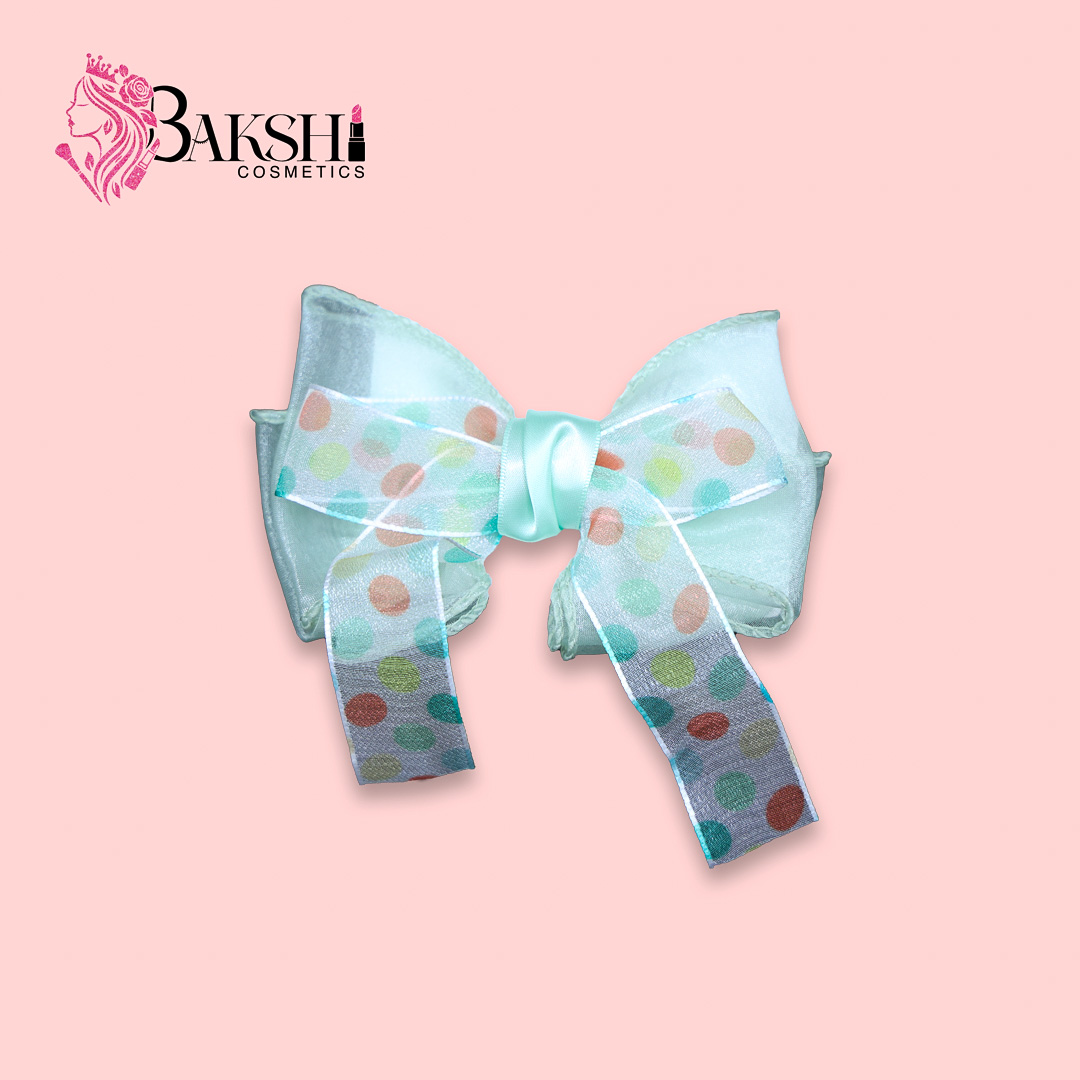 Pastel Polka Dot Organza Hair Bow -(Mint Green)