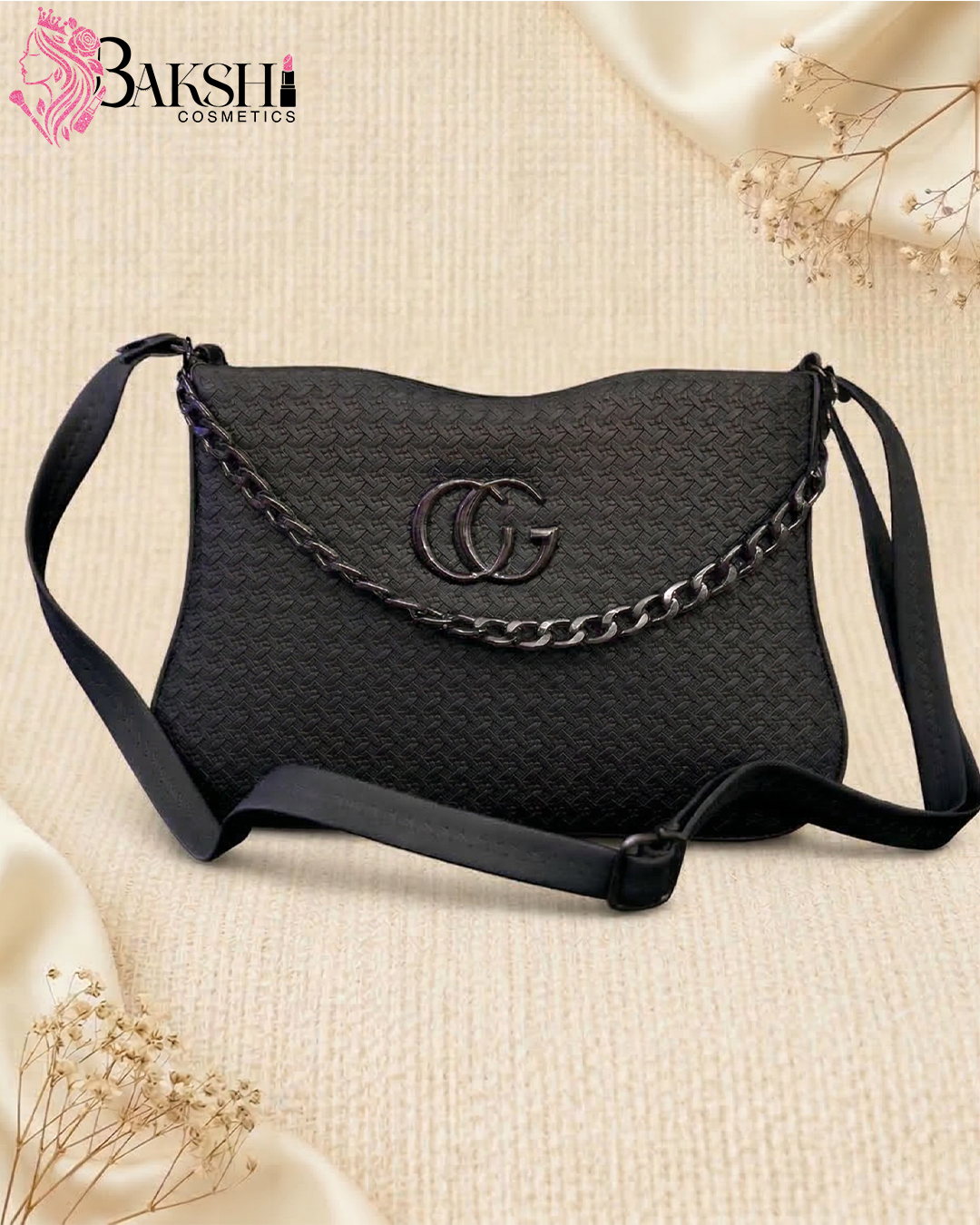 Black Weave-Texture Sling Bag