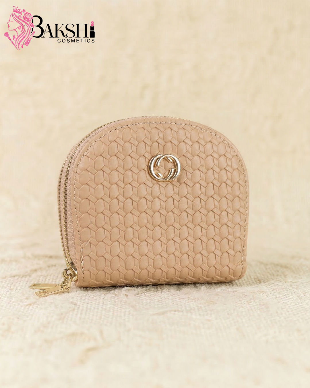 Ivory Dome-Style Textured Coin Purse & Mini Wallet