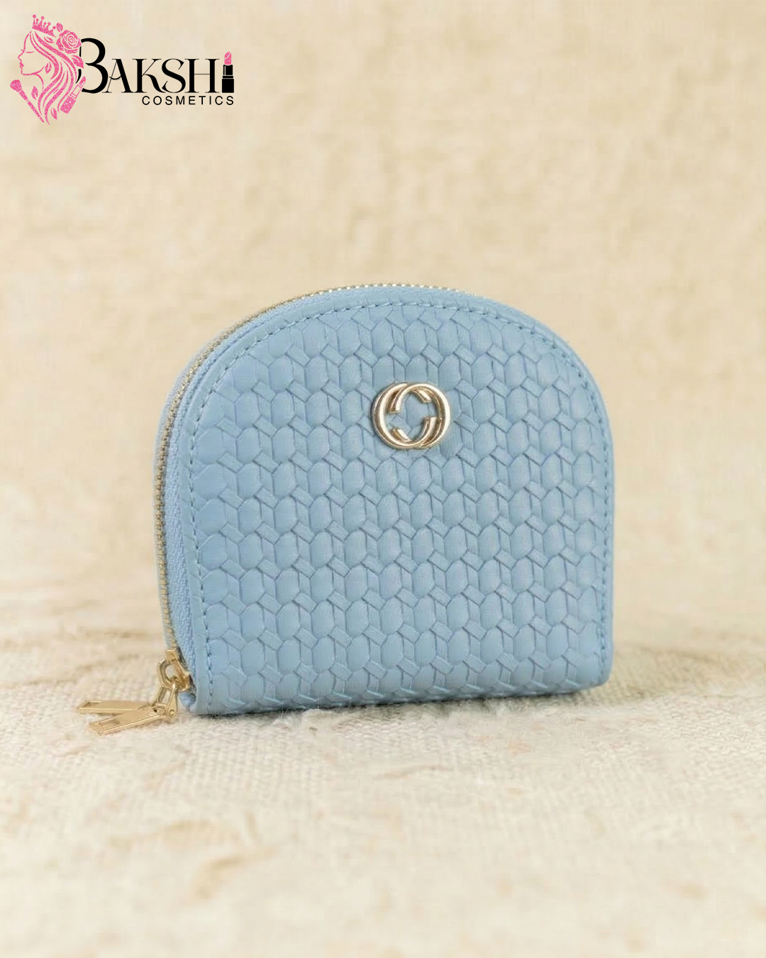 Blue Dome-Style Textured Coin Purse & Mini Wallet