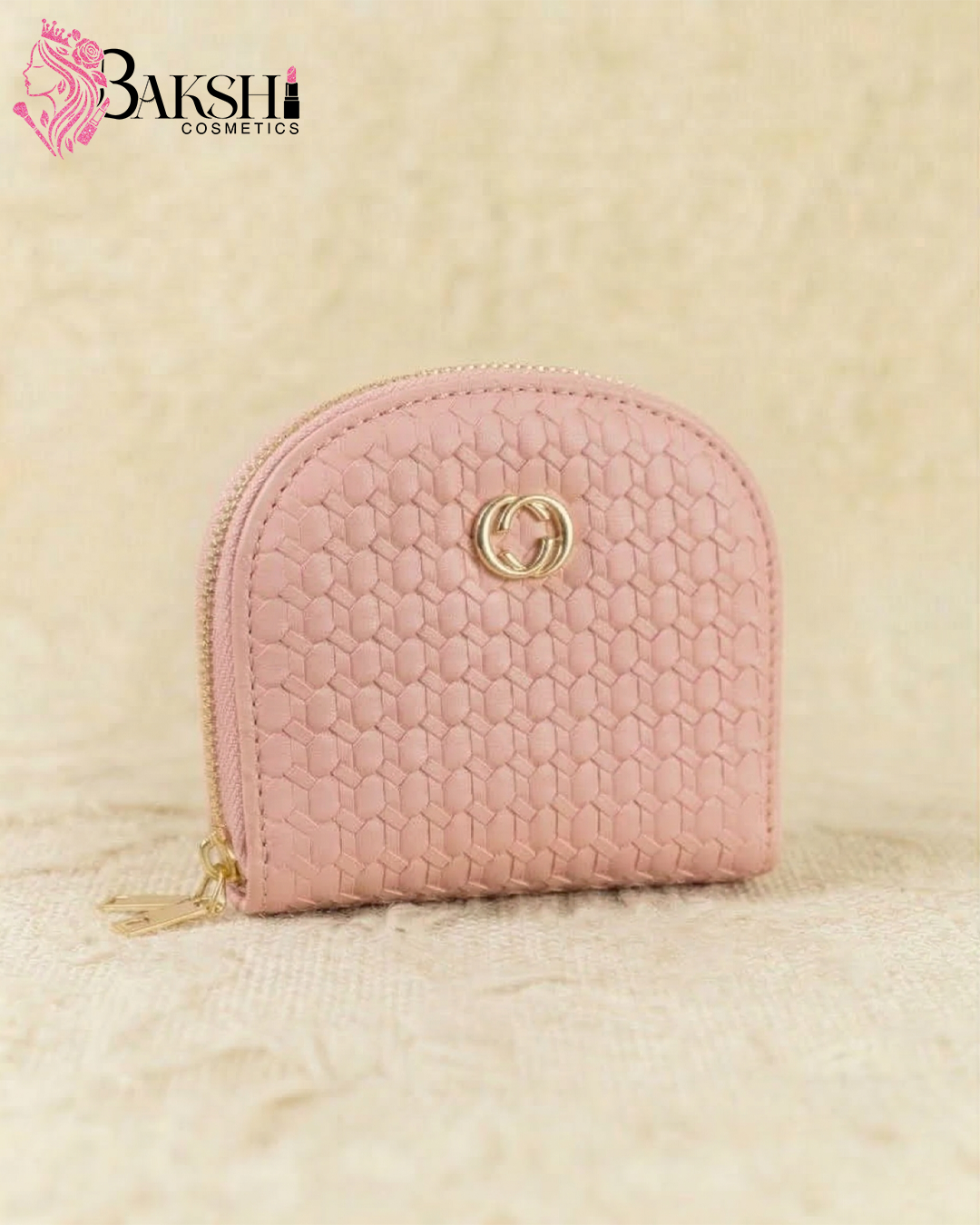 Rose-pink Dome-Style Textured Coin Purse & Mini Wallet
