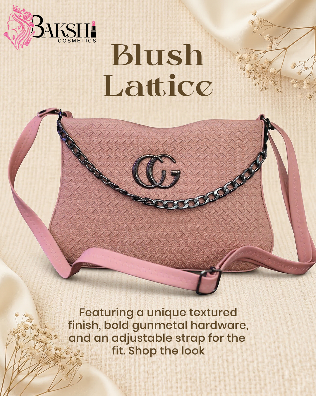 Pink Weave-Texture Sling Bag