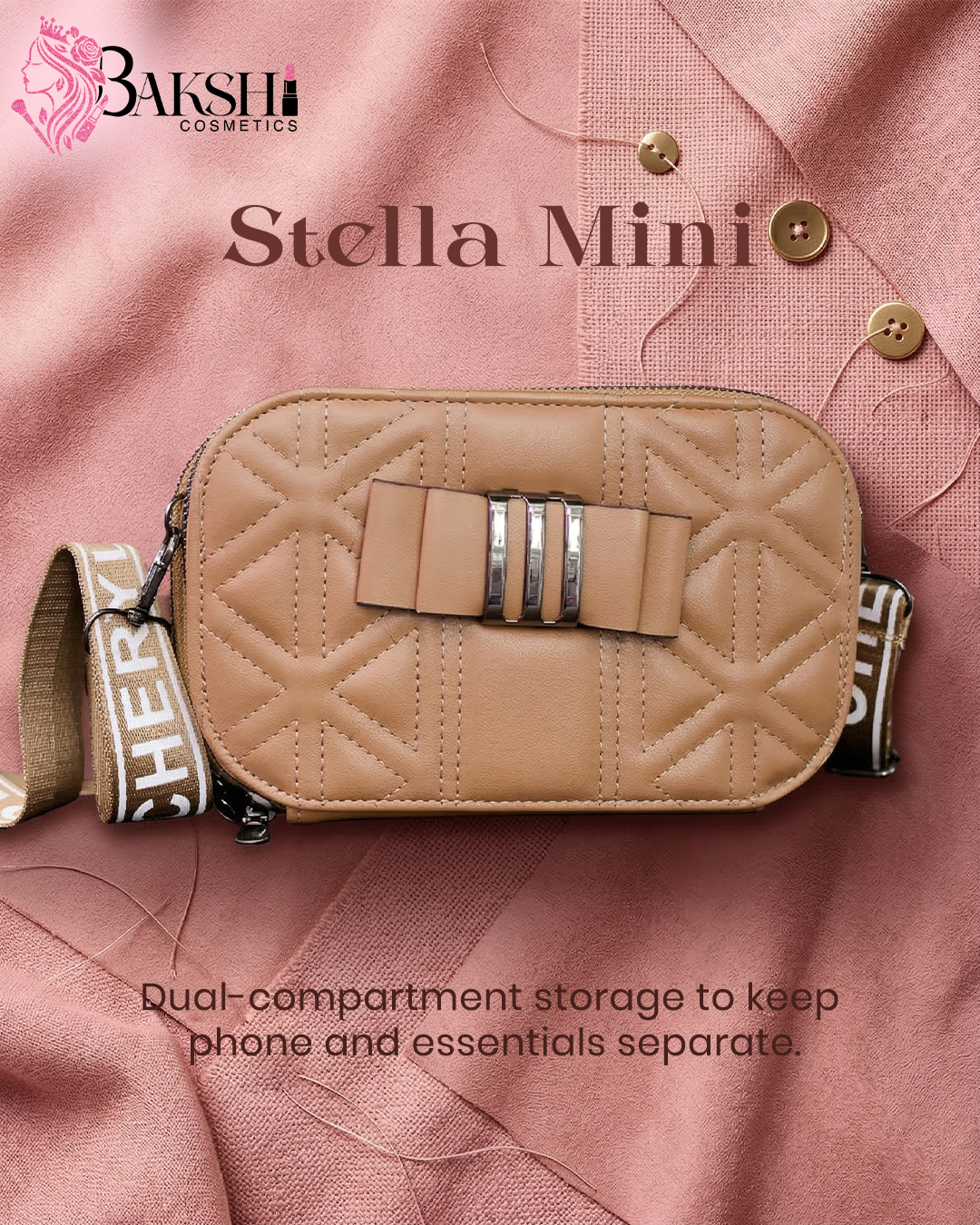 Cream Bow-Accent Quilted Sling