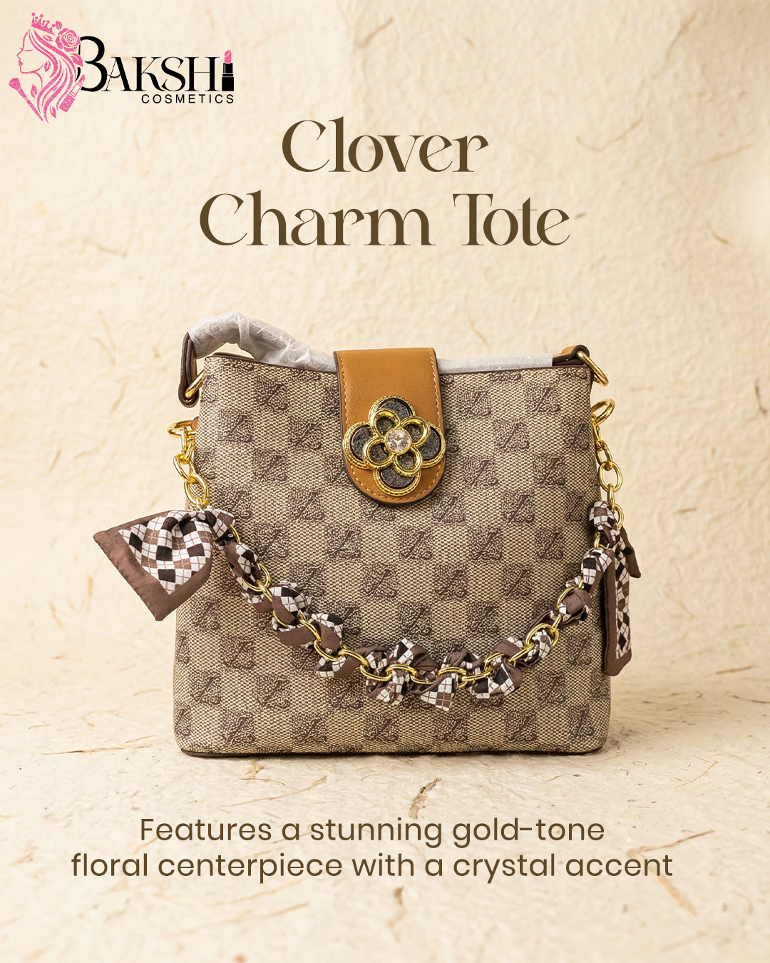 Clover Charm Monogram Tote with Floral Centerpiece