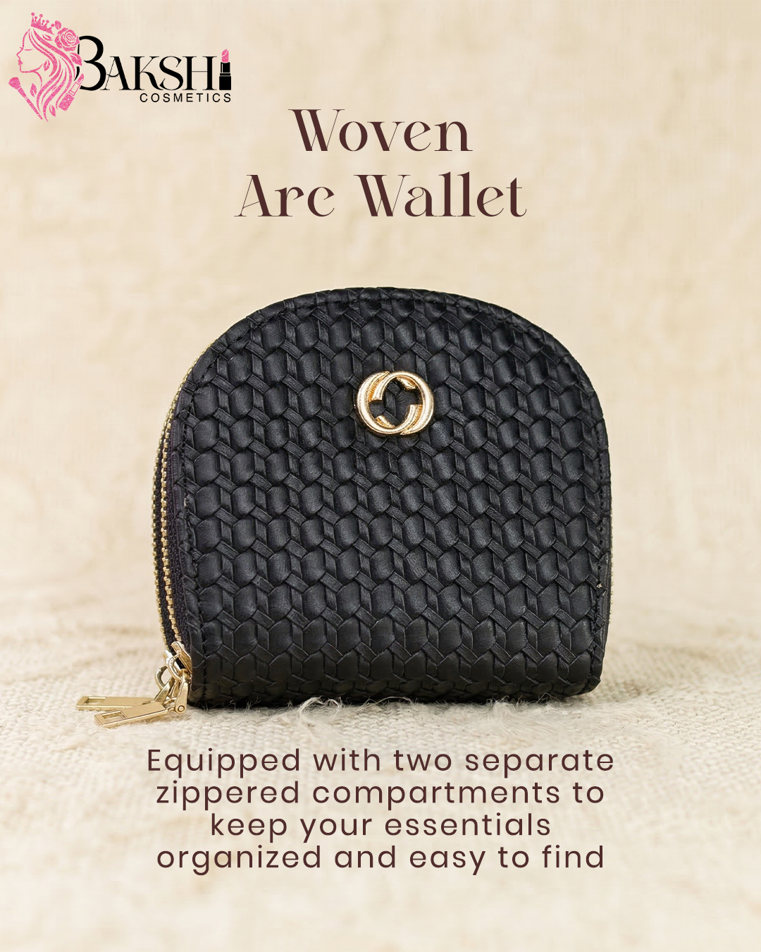 Black Dome-Style Textured Coin Purse & Mini Wallet