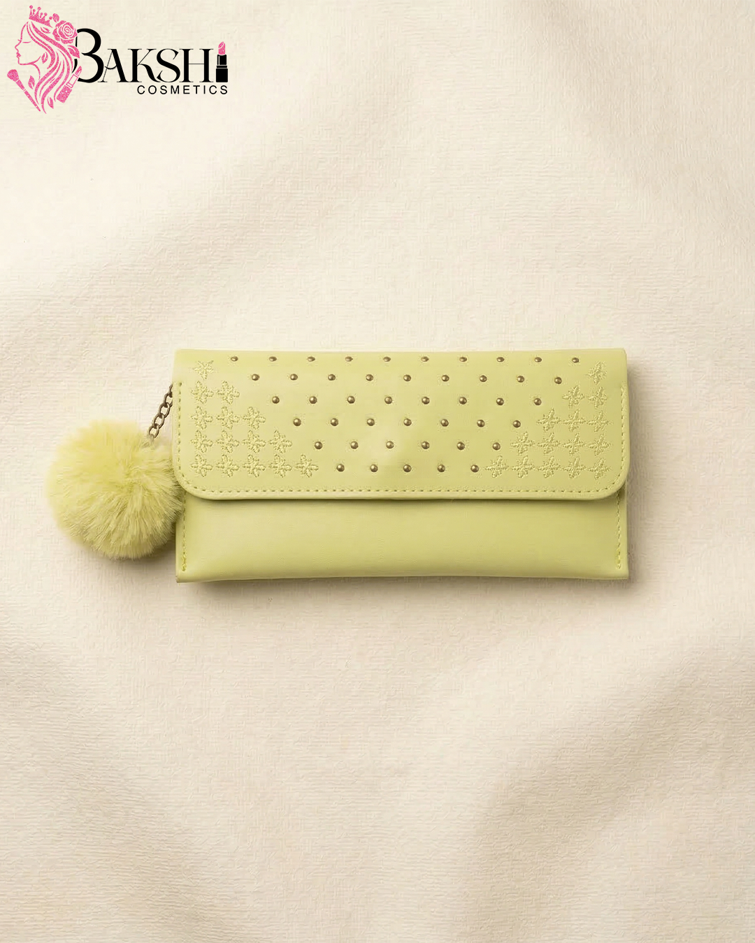 Lemon Pom-Pom Studded Wallet