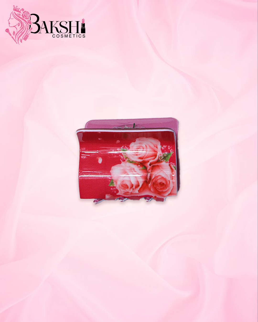 Red Rose Printed Square Hair Claw