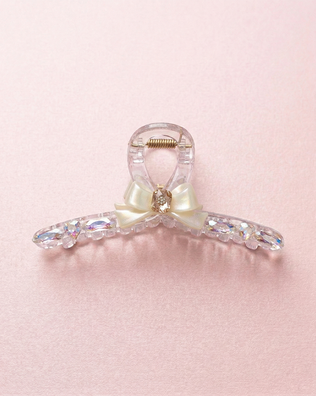 White Crystal Bow Hair Claw