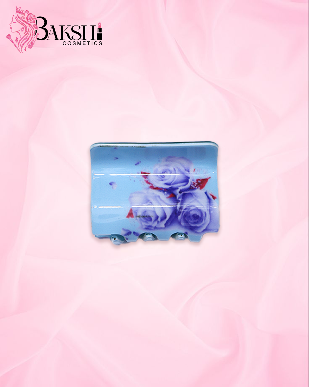 Blue Rose Printed Square Hair Claw