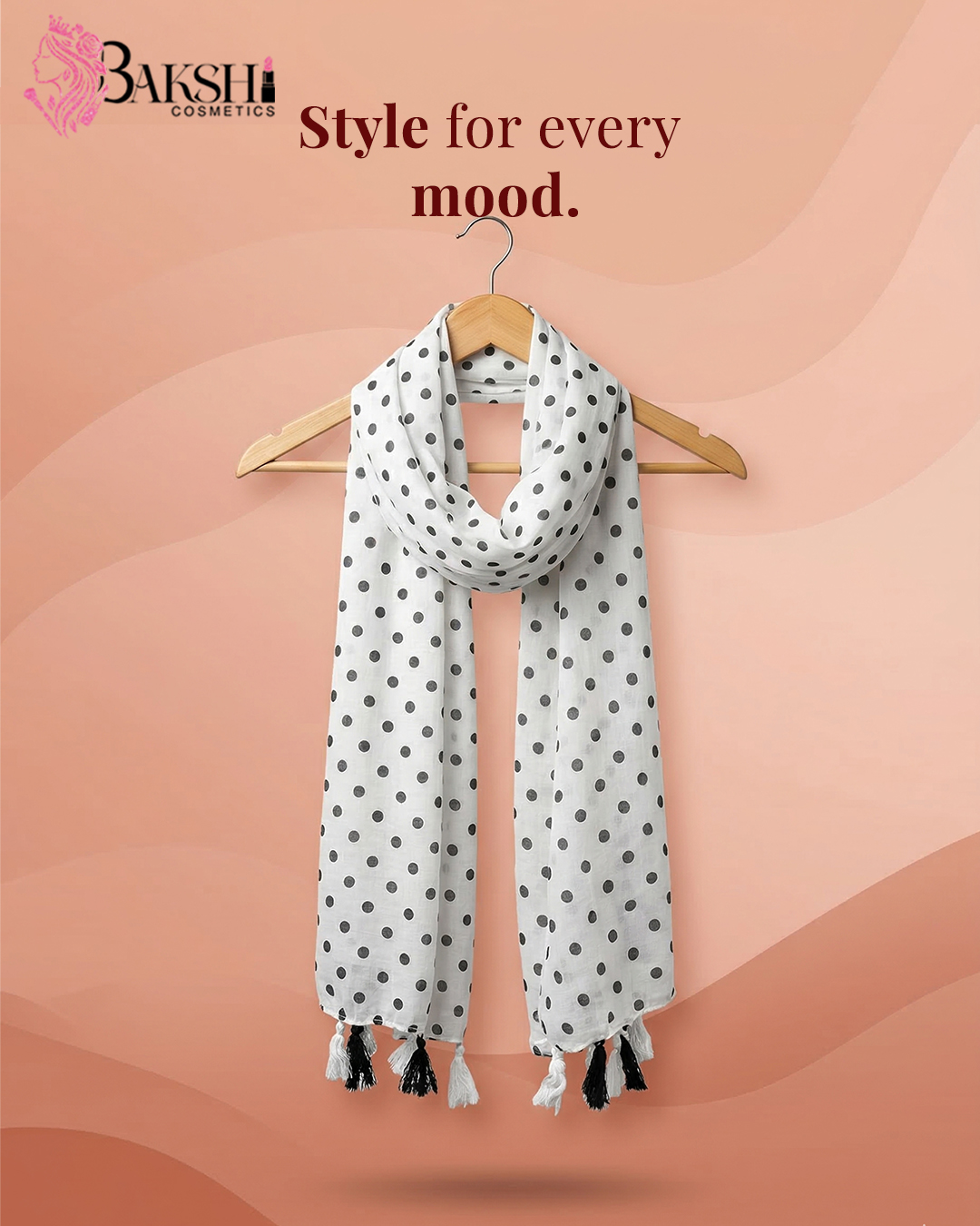 Classic White & Black Polka Dot Stole