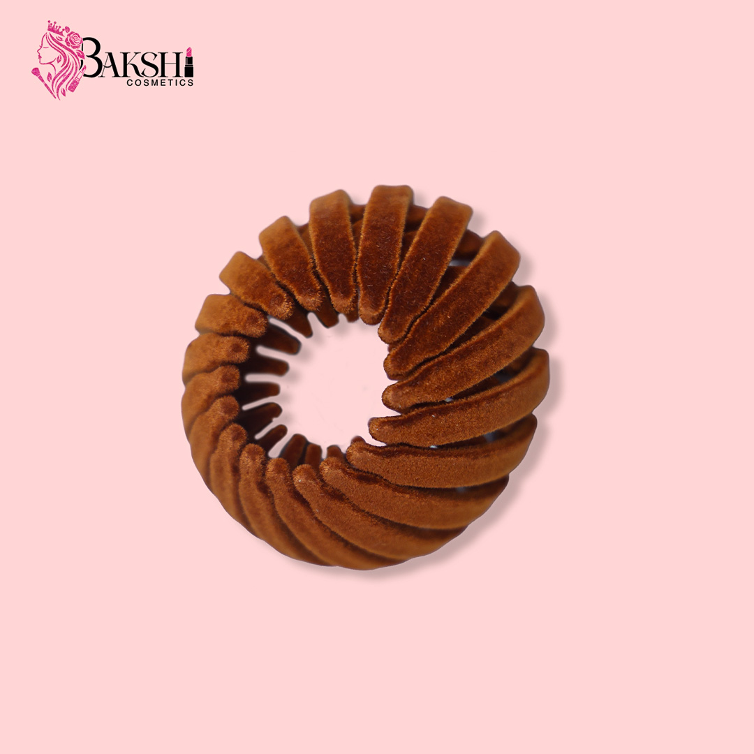 Pastel Dark Brown Velvet Expandable Bird’s Nest Hair Clip & Juda Holder