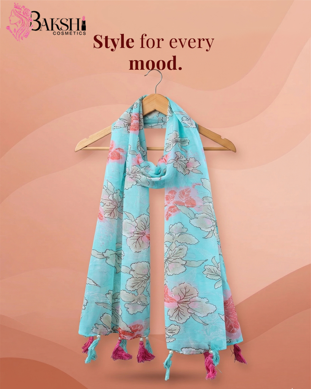 Blush Pink Floral Vines Stole