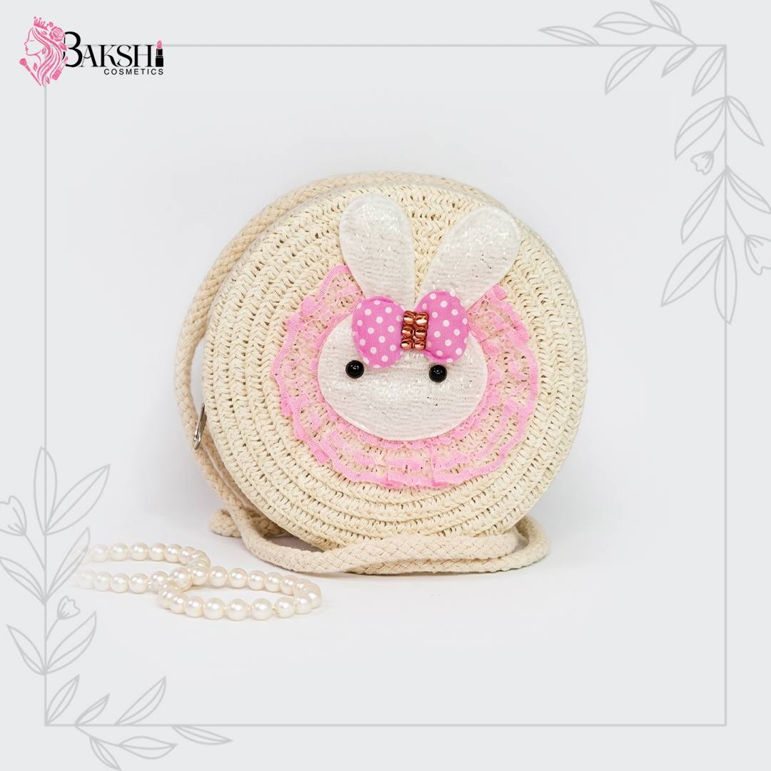 Cute Bunny Woven Round Sling Bag for Kids