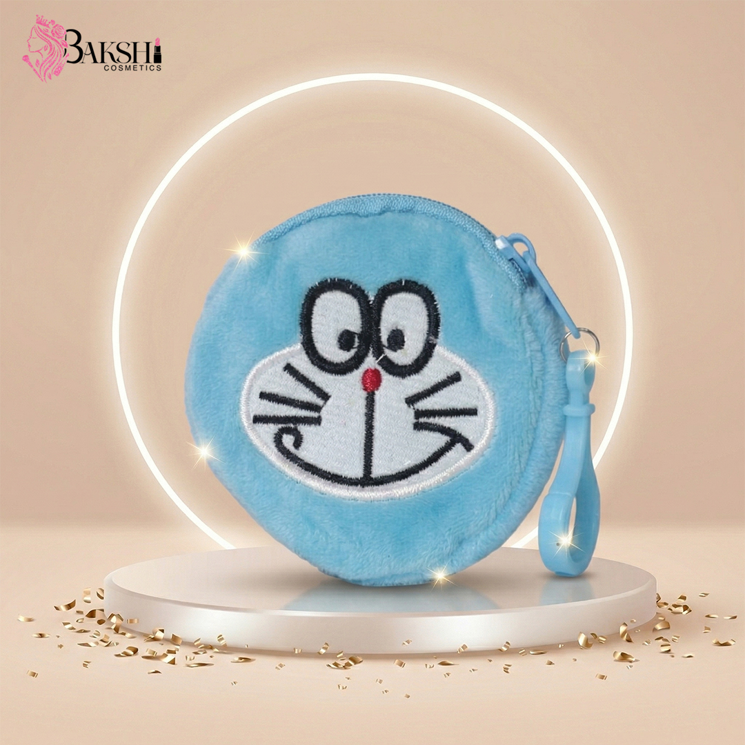 Cute Blue Character Plush Mini Coin Pouch & Keychain