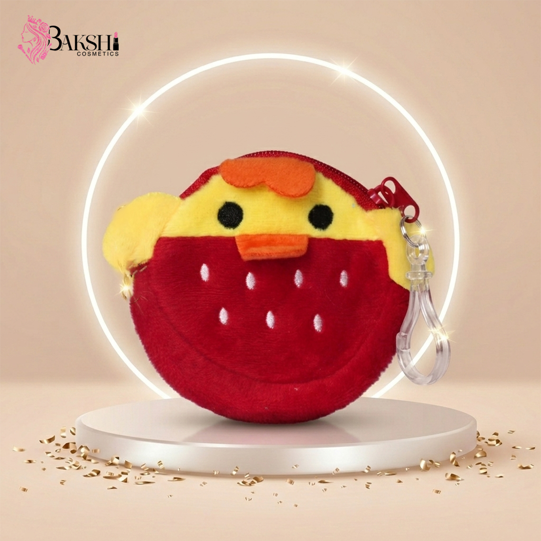 Cute Plush Duck & Strawberry Mini Coin Pouch & Keychain